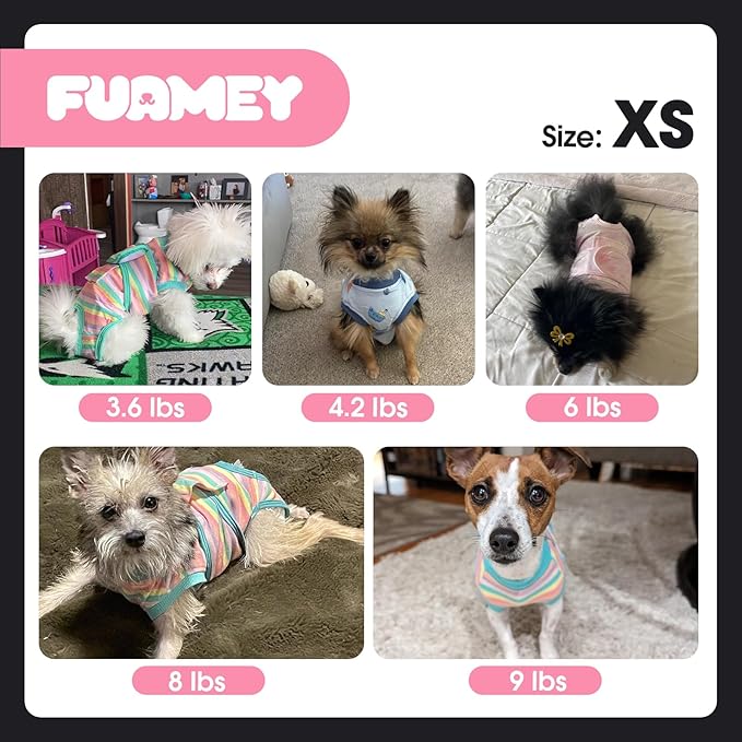 FUAMEY Dog Recovery Suit Male,Dogs Surgery Neuter Suits Puppy Spay Shirts for Female Protect Dog's Skin Anti Licking Abdominal Wounds Doggie Onesie Pet Bodysuit Alternative to Cone Red Stripes XS-PawvioPets