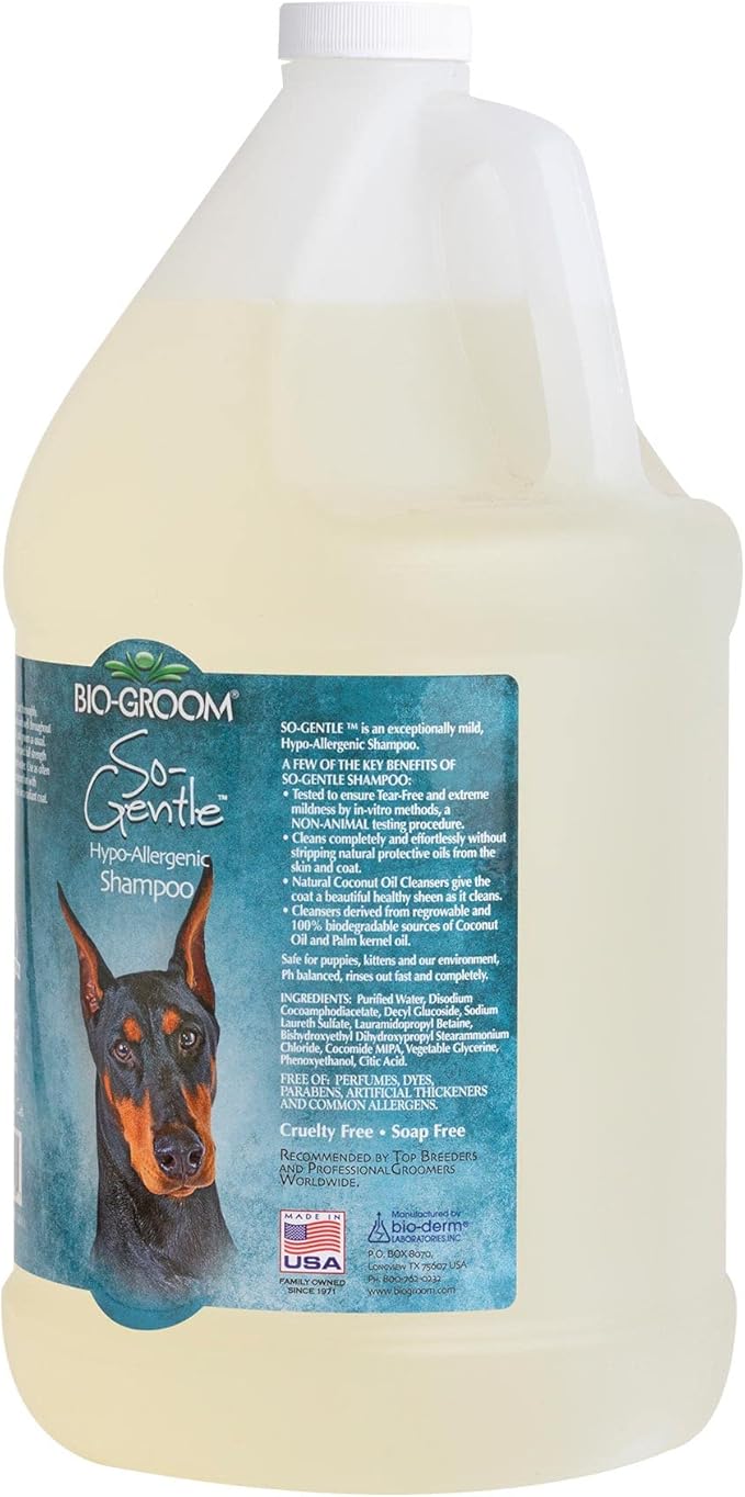 Bio-Groom So-Gentle Hypoallergenic Dog Shampoo - Tearless, Cat & Dog Bathing Supplies, Puppy Shampoo for Gentle Skin, Cruelty-Free, Made in USA, Tear-Free Dog Products - 1 Gallon-PawvioPets