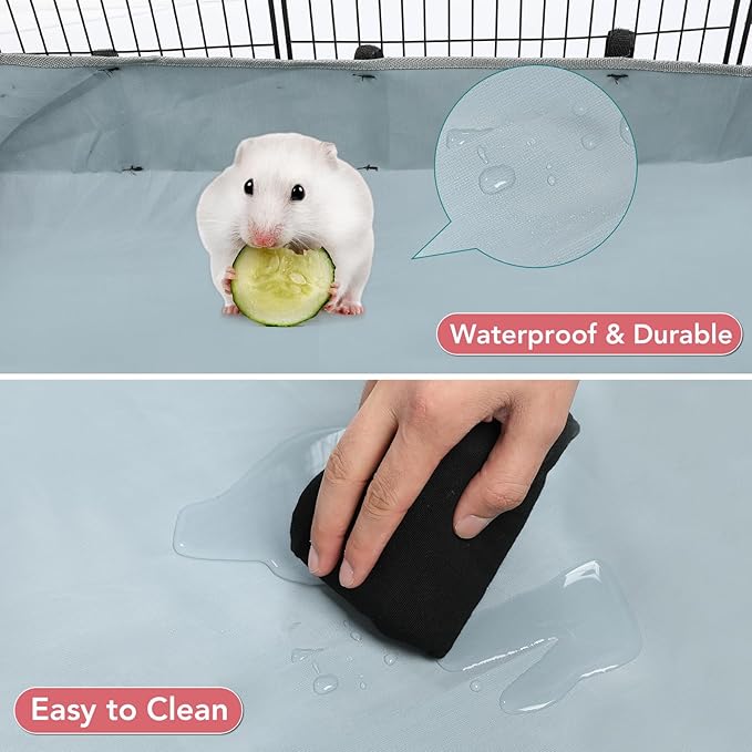 20 Panels Small Animal Playpen, 48" x 24" x 16" Pet Playpen with Waterproof Mat, C&C Cage for Guinea Pigs, Rabbit/Bunny/Baby Chicken Cage,Bunny/Puppy/Chicken Pen Indoor Outdoor Portable Metal Fence-PawvioPets