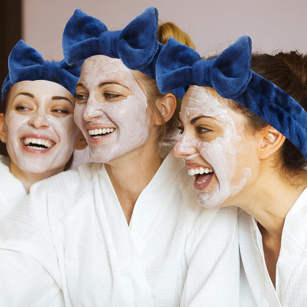 Semato 8Pcs Navy Blue Spa Headband Bachelorette Party Favors Set Skincare Headbands for Women Gifts and Party Supplies (navy blue)