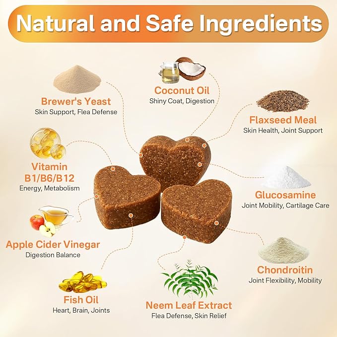 5-in-1 Dog Flea and Tick Treatment Chewable, Natural Flea and Tick Prevention for Dogs Chewable - Flea & Tick | Hip & Joint | Skin & Coat | Immunity Support | Digestive for All Breeds & Sizes-PawvioPets