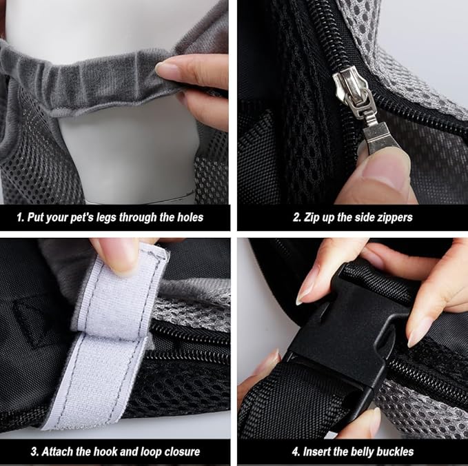 FEimaX Dog Carrier Backpack Pet Legs Out Front Cat Travel Bag, Adjustable Puppy Backpacks Carriers Hands-Free for Small Medium Dogs Cats Hiking Traveling Camping Daily Walking (Medium, Grey)-PawvioPets