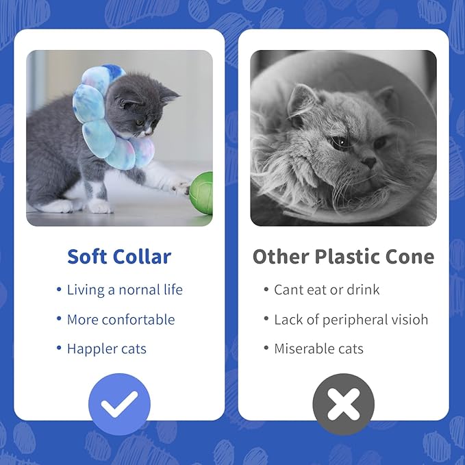 Dog Cat Surgical Recovery Cone Dog Protective Collar, Pet Recovery E-Collar Soft Neck Cone to Stop Licking Wound for Cats & Kittens Small Dog After Surgery-PawvioPets