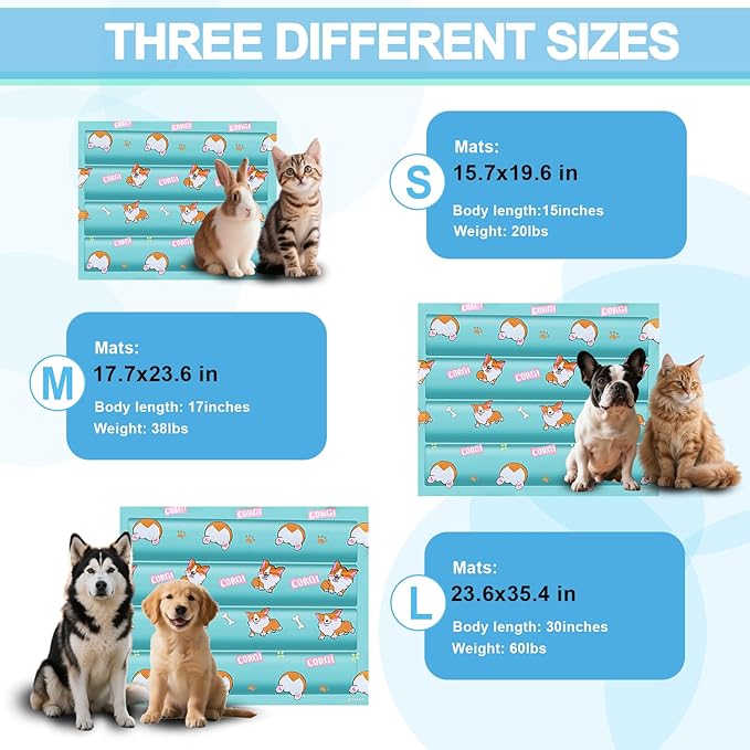Dog Cooling Mat, Cooling Mat for Dogs & Cat, Provides Instant Relief for Small, Medium, Large Dogs, Washable, Non-Slip Design, Perfect for Hot Summer Days to Keep Pets Comfortable(Small 20''*16'')-PawvioPets