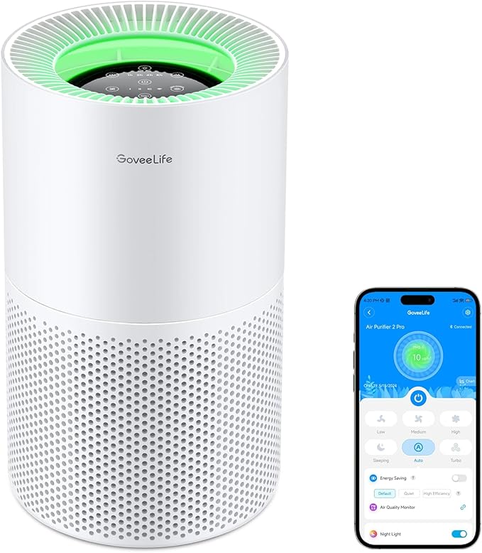 GoveeLife Air Purifiers for Home, Smart Air Purifier for Large Rooms with App & Alexa Control, Detachable Pre-filter, Covers up to 1162ft², Sleep Mode for Pet Hair, Pollen, Dust and Smoke-PawvioPets