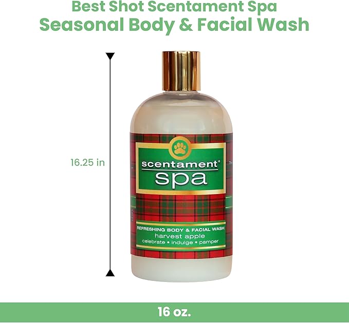 Best Shot Scentament Spa Seasonal Facial & Body Wash, Harvest Apple, 16 oz-PawvioPets
