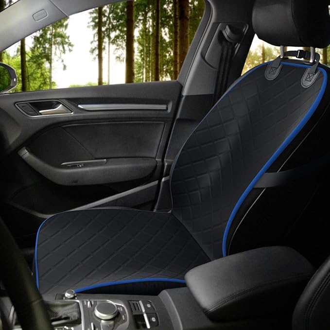 Active Pets Dog Car Seat Cover, Waterproof Front Seat Protector for SUV Truck Sedan, Pet Safety Travel Comfort System with Universal Fit, Blue-PawvioPets