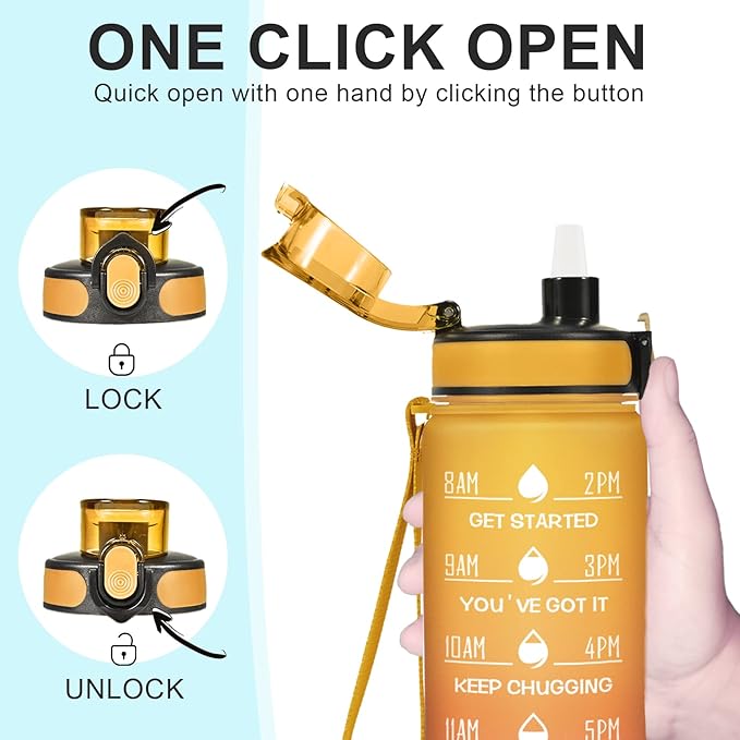 Enerbone Water Bottle, Leakproof BPA & Toxic Free, Motivational Water Bottle with Times to Drink and Straw, Fitness Sports Water Bottle with Strap for Office, Gym, Outdoor Sports-PawvioPets