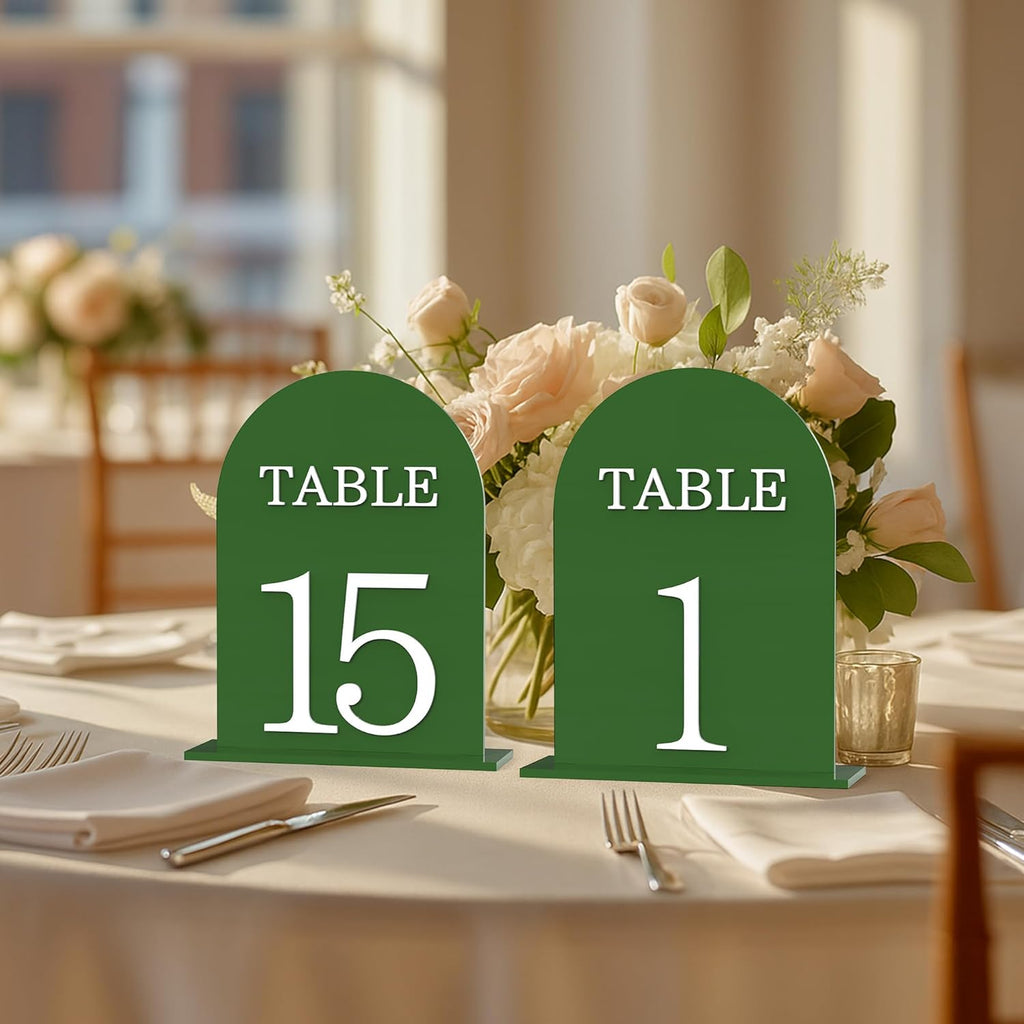Arch Wedding Table Numbers 1-20 with Stands, 5" X 7" Double Sided Acrylic Wedding Sign Holders, Durable Non-Fading Table Number for Wedding Reception, Events, and Centerpieces