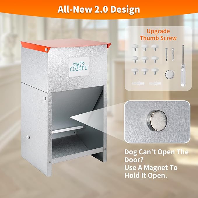 Dog Feeder - Galvanized Metal Pet Food Station for Indoor & Outdoor Use - Automatic Gravity-Fed Dispenser Suitable for Small, Medium, and Large Dog Breeds - Capacity: 25 Pounds of Dry Kibble-PawvioPets