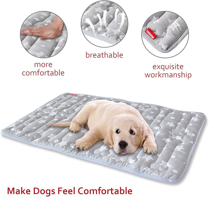 Dog Crate Mat (21" X 14"), Soft Dog Bed Mat with Cute Prints, Personalized Crate Pad, Anti-Slip Bottom, Machine Washable Kennel Pad-PawvioPets