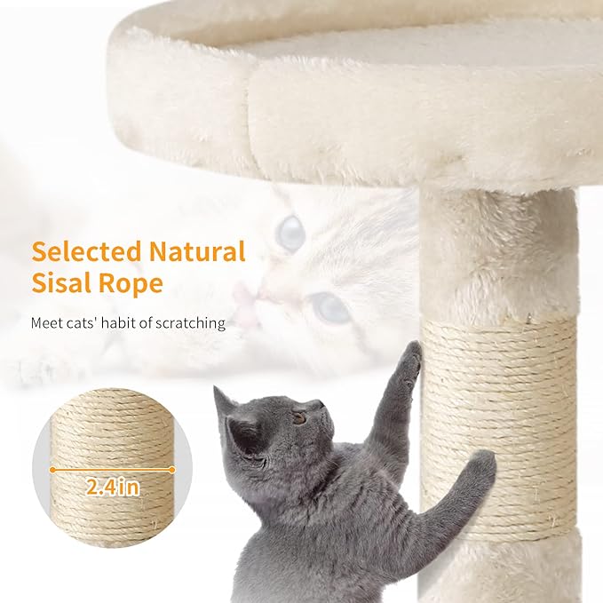 BestPet Cat Tree 36 inch Tall Scratching Toy Activity Centre Cat Tower Cat Condo Multi-Level Furniture Scratching Posts for Indoor Cats,Beige-PawvioPets
