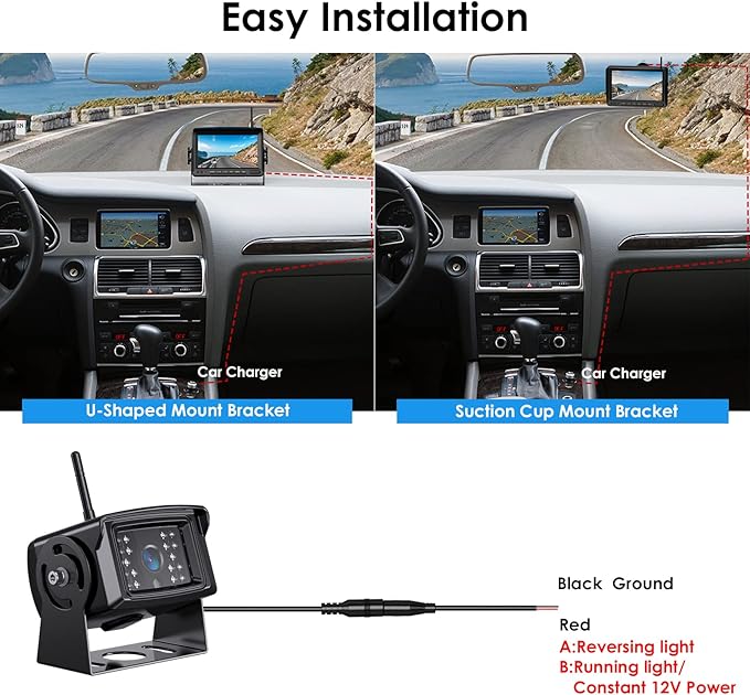 Digital Wireless Backup Camera System Kit, IP69K Waterproof Wireless 2 Rear View Camera + 7’’ LCD Dual Split Monitor for RV/Truck/Bus/Camper/Trailer (WX02)-PawvioPets