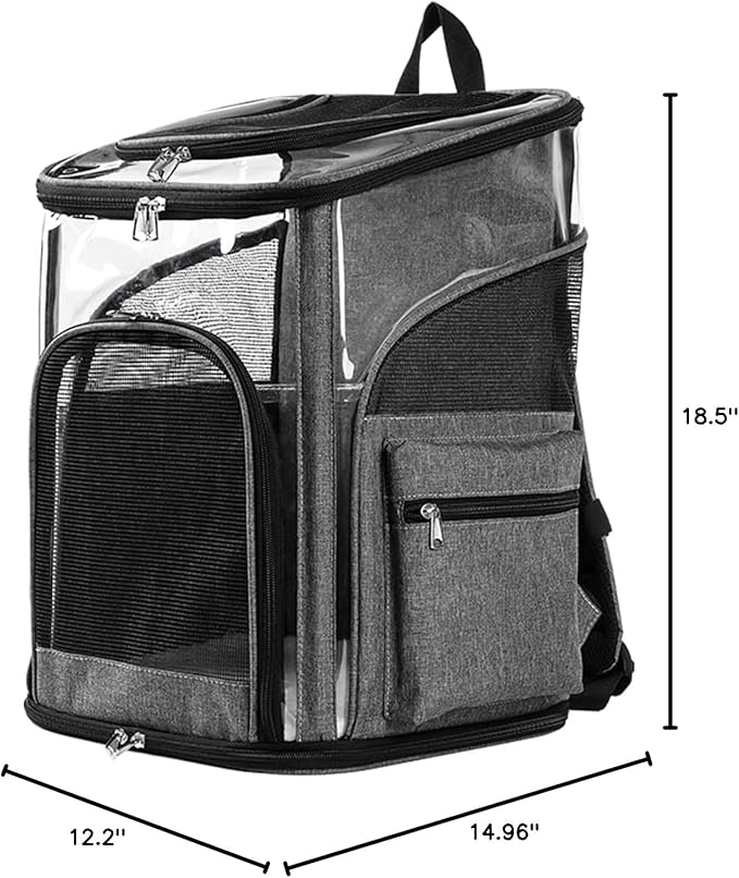 Cat Carrier Backpack for Small Medium Cats Dogs Backpack Puppies up to 26 Lbs, Excellent Visibility and Airflow,Lightweight and Portable Travel Pet Carrier Bag Foldable Design-PawvioPets