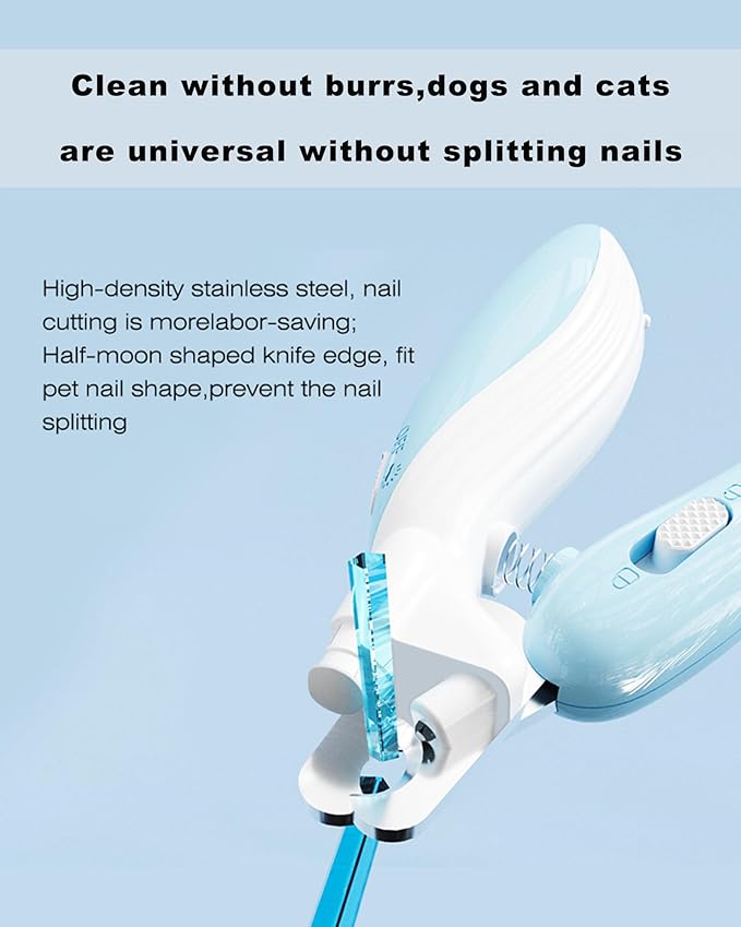 Cat Dog Pet Nail Clippers with Light, Llluminates Cat Dog Nails Or Bloodline, Safety Pet Nail Clipper for Dogs, Cats, Rabbits, Sharp, No Nail Splitting(Blue)-PawvioPets