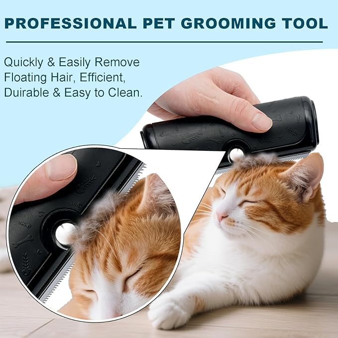 Deshedding Dog Brush, Pet Hair Remover for Dogs, Cats, and Horses, Grooming Tool for Short and Long Hair, Black-PawvioPets
