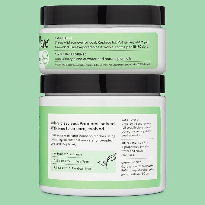 Fresh Wave Odor Removing Gel, 15 oz. & 7 oz. - Odor Absorbers for Home, Safer Odor Relief, Natural Plant-Based Odor Eliminator, Every 15 oz. lasts 30-60 Days, For Cooking, Trash & Pets-PawvioPets