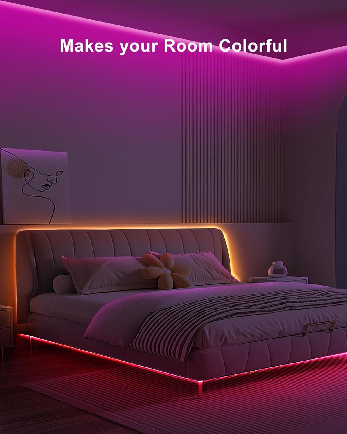 9.84ft Bluetooth RGB COB Led Strip Lights with Remote, Dimmable Smart App Led COB Light Strip, Color Changing Music Sync, Indoor RGB Led Lights Bedroom, Home Decor, Party