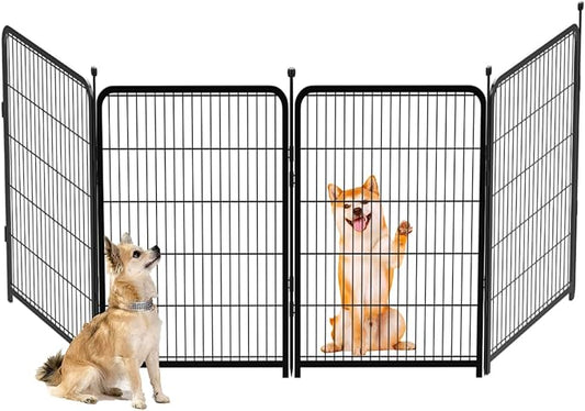 Garden Fencing 36 Inch High, 4 Panels Total 8.9 Ft(L) Dog Fencing Outdoor for Yard, 4 One-Sided Plate, No Door, Anti Dig Fence Barrier, Dog Pen, Rabbit Fence, Garden Fences and Borders-PawvioPets