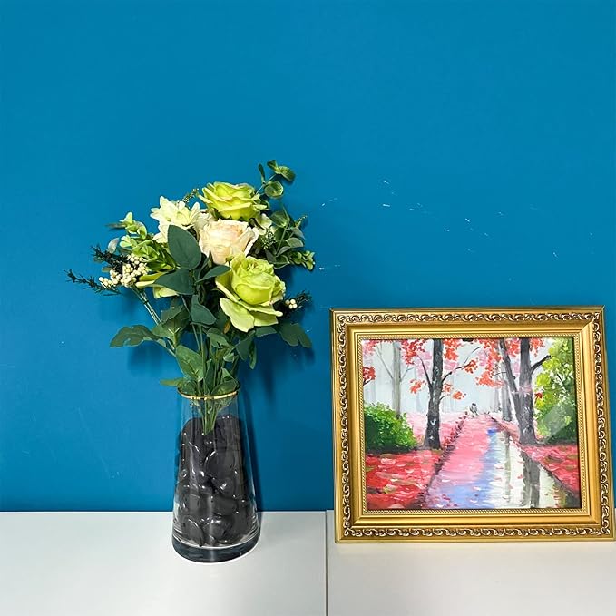 5 lbs Polished Black Pebbles for Indoor Plants, 0.8-1.2 Inch Decorative Black River Rocks for Plants Aquarium Planter Vase Fillers Landscaping and Garden Black Stones-PawvioPets