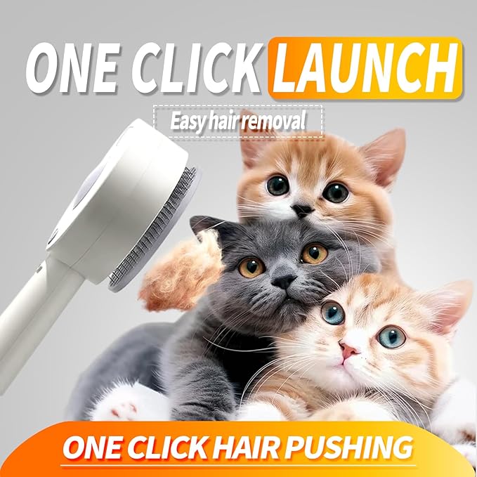 3 in 1 Cat Steam Brush, Self-Cleaning Anti-Static Pet Spray Hair Removal Comb for Cats with Release Button and Tank, Rechargeable Steam Brush for Shedding, Massage and Cleaning-PawvioPets