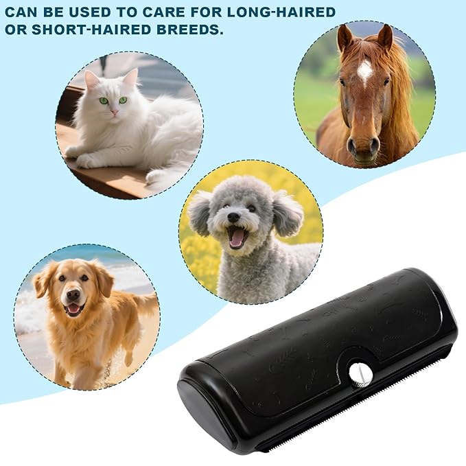 Deshedding Dog Brush, Pet Hair Remover for Dogs, Cats, and Horses, Grooming Tool for Short and Long Hair, Black-PawvioPets