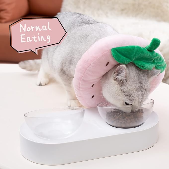 ANWA Adjustable Cat Cone Collar Soft, Cute Cat Donut Collar After Surgery, Kitten Recovery Cones to Stop Licking-PawvioPets
