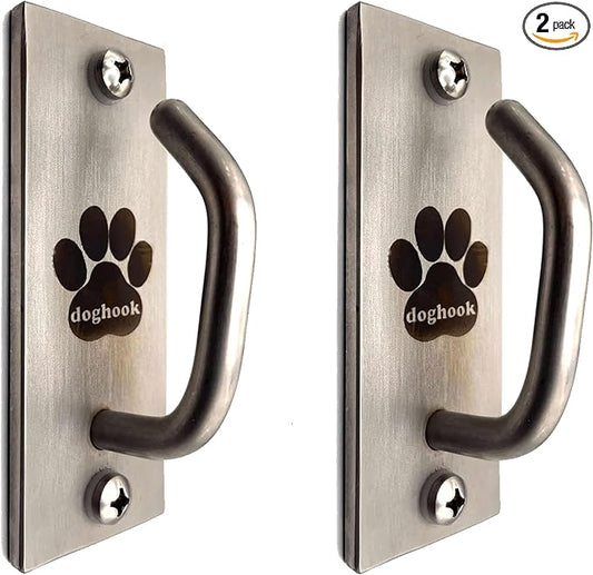 Canine Hitch- Secure Dog Leash Parking Mounted Indoor – Outdoor Wall Hook - Tie Out Stainless Steel Practical Lead Management for Home & Business, Standard Size 2 Pack-PawvioPets