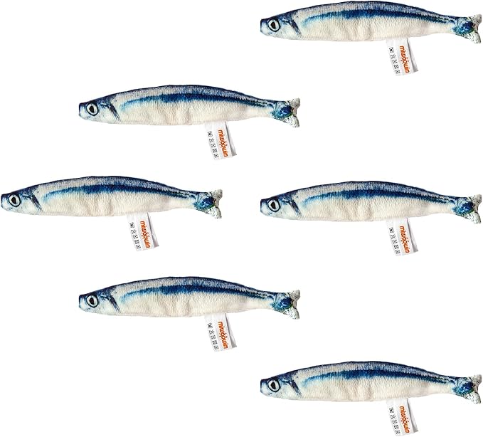 6 PCS Cat Fish Toy Soft and Durable,Cat nip Toy with Catnip Inside, Kicker Toys for Indoor Kitten Exercise,Kitty Teething Chew Toy (6 Sauries)-PawvioPets