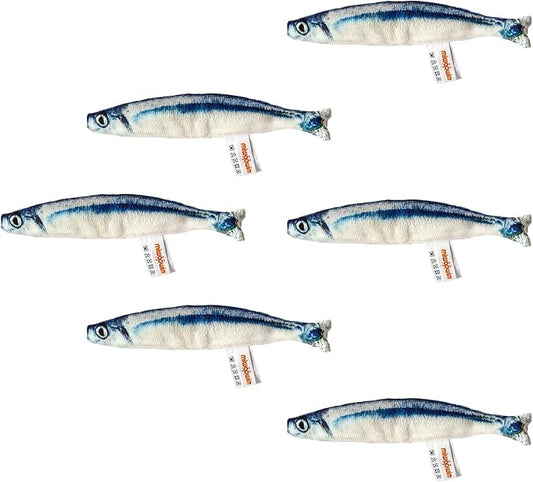 6 PCS Cat Fish Toy Soft and Durable,Cat nip Toy with Catnip Inside, Kicker Toys for Indoor Kitten Exercise,Kitty Teething Chew Toy (6 Sauries)-PawvioPets