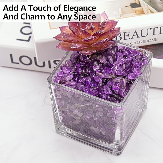 3 LB Amethyst Crystal Rocks Tumbled Crushed Stones Amethyst Crystal Quartz Chips Bulk Natural Gemstones Healing Reiki Mini Quartz Vase Filler Fish Tank Gravel Rocks-PawvioPets