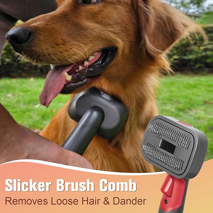 FUNTECK 2-in-1 Dog Hair Vacuum Brush for Grooming & Shedding Compatible with Dyson Gen5, V15, V12, V11, V10, V8, V7 – Removes Loose Hair, Dander, Undercoat & Tangles – Self-Cleaning Design-PawvioPets