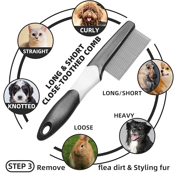 Dog Brush for Shedding, 7 PCS Dog Grooming Brush Kit, Undercoat Rake, Slicker Brush, Deshedding Comb, Bath Brush, Nail Clipper for Long & Short Haired Dogs & Cats, Black-PawvioPets