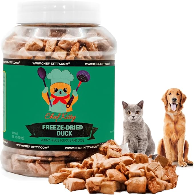 Freeze-Dried Duck Treats for Cats & Dogs – 100% Human Grade, Single Ingredient, High-Protein, Healthy Snack – No Additives or Preservatives – 3.0oz - Inspected & Tested in USA-PawvioPets