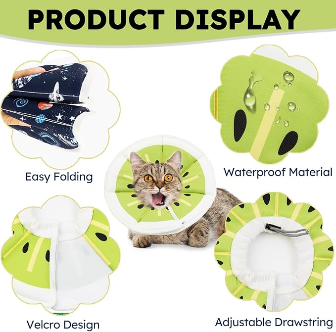 Cat Cone Collar Soft, Waterproof Cat Recovery Collar After Surgery, Adjustable Pet Donut Collar, Safety Elizabethan Collar to Prevent Licking Wounds for Kittens, Pet Cone Alternative-PawvioPets
