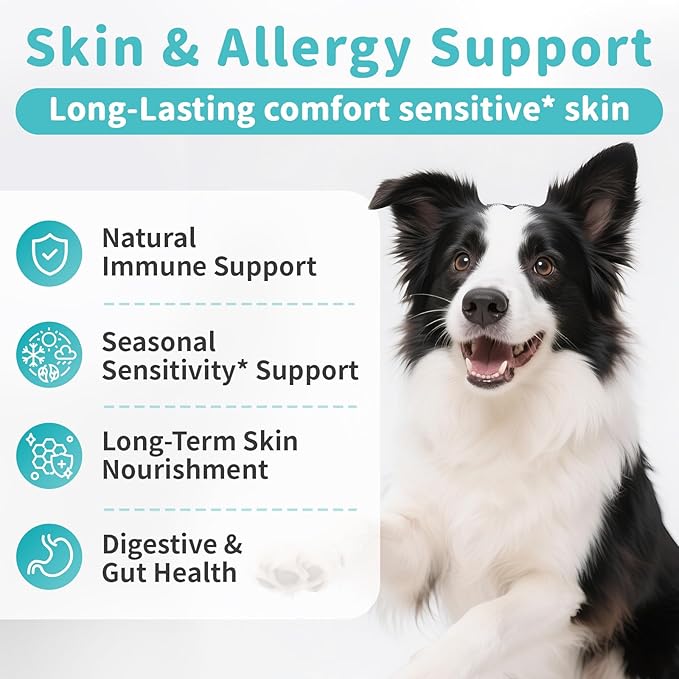 Dog Skin & Allergy Chews - Dog Probiotics for Sensitive Skin Health Support - Allergy Relief - Support Seasonal Allergies, Immune & Gut & Digestive Health Supplement - Chicken Flavor - 90 Count-PawvioPets