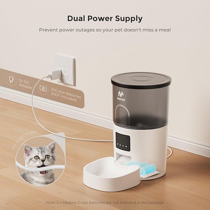 Automatic Cat Feeder - 3L Pet Dry Food Dispenser with Timed Programmable Portion Control, Dual Power Backup, Easy Set Up, 10 Meals Per Day for Cats and Puppies（Remote Not Supported）-PawvioPets