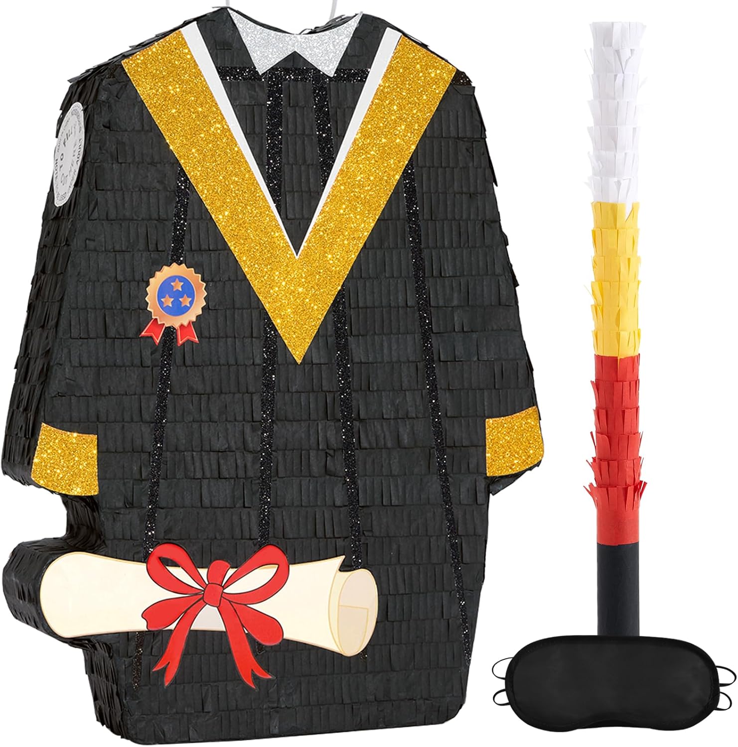 WERNNSAI Graduation Piñata - Graduation Gown Piñata with Blindfold and Bat Graduation Party Game Decorations for College School Elementary Kindergarten Party Games Supplies (12.5" x 16.5" x 3")