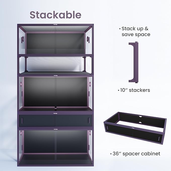 50 Gallon Bearded Dragon Tank, Reptile Enclosure for Easy Maintenance, Front Opening Reptile Tank with Top Screen Ventilation & Glass Sliding Door 36''x18''x18''-PawvioPets