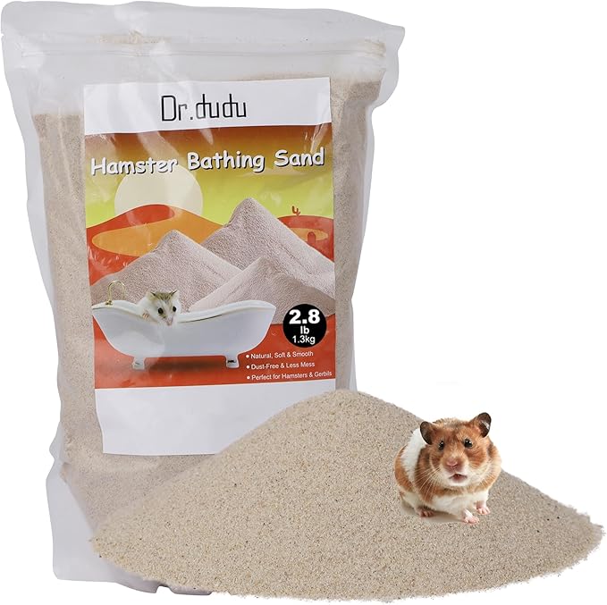 DR.DUDU Hamster Bath Sand, 2.8lb Dust Free Desert Sand or Potty Litter Sand for Hamster Chinchillas Gerbil Syrian Mice Small Animals (Beige)-PawvioPets