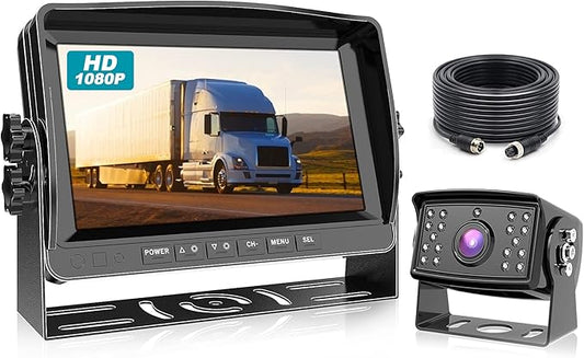 Fookoo Ⅱ HD Backup Camera System Kit, 9" 1080P Reversing Monitor+IP69 Waterproof Rear View Camera, Sharp CCD Chip, 100% Not Wash Up, Truck/Semi Trailer/Box Truck/RV (DY901-Wired)-PawvioPets