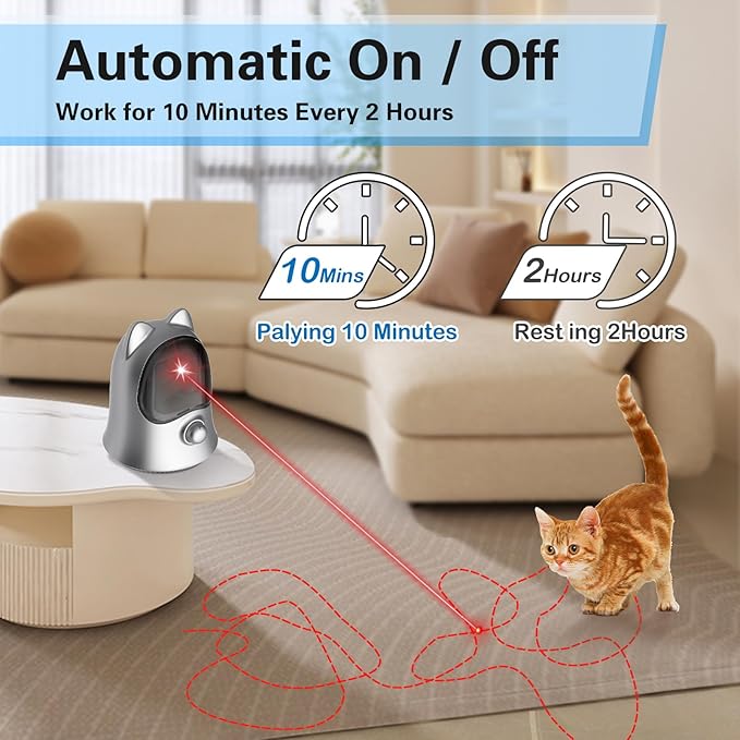 Cat Laser Toys for Indoor Cats, Random Trajectory Laser Cat Toy, Interactive Cat Toys for Bored Indoor Adult Cats/Kittens/Dogs (Silver)-PawvioPets