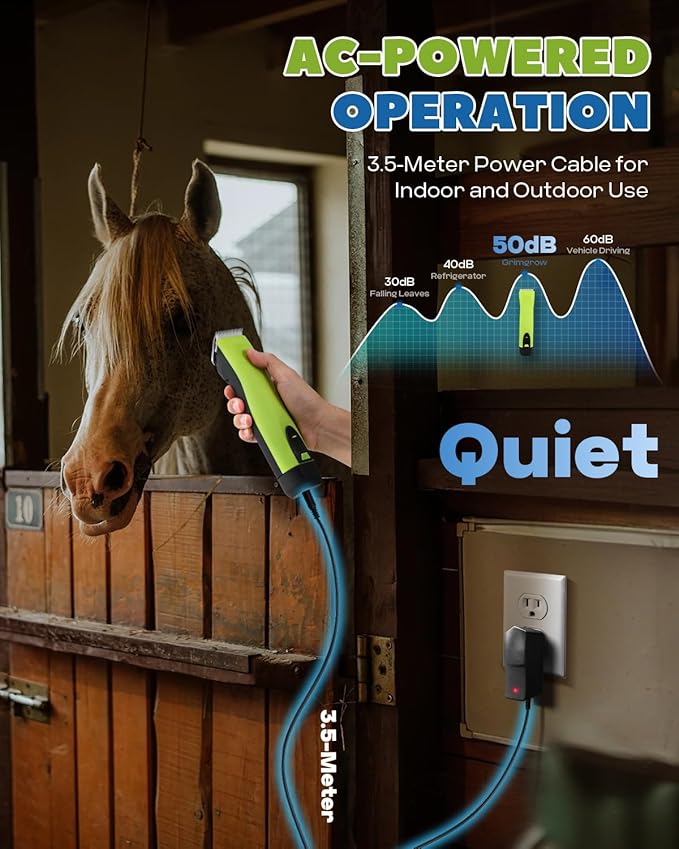 Cordless Horse Clippers, Professional Pet Grooming Clippers, 2 Speed Pet Trimmer with 4 Magnetic Guide Comb, Detachable Blade, Low Noise< 50db for Horse,Pony,Cat,Dog,Goat-PawvioPets