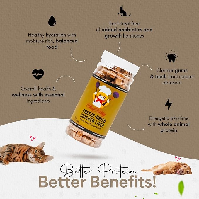 Freeze-Dried Chicken Liver Treats for Cats & Dogs – 100% Human Grade, Single Ingredient, High-Protein, Healthy Snack – No Additives or Preservatives – 1.7oz - Inspected & Tested in USA-PawvioPets