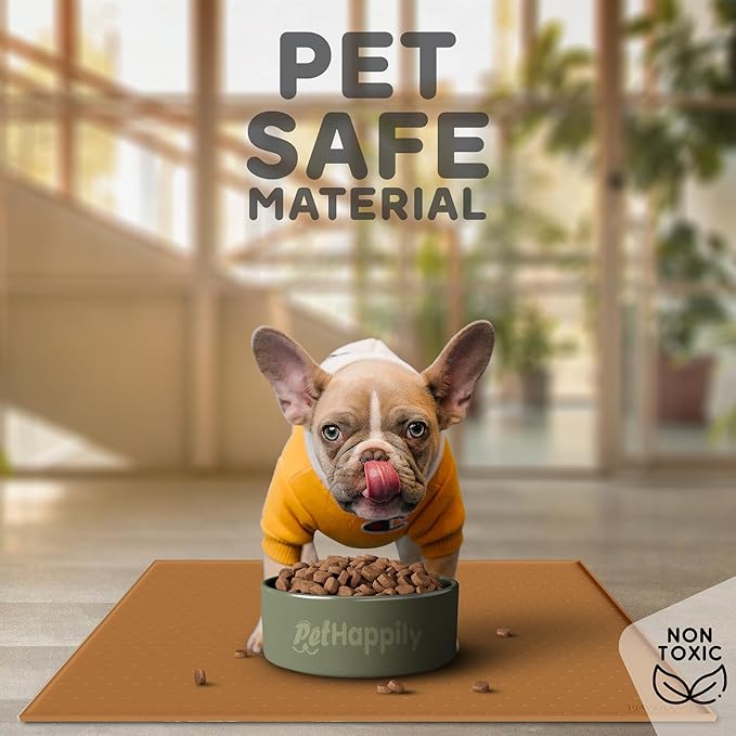 Dog Food Mat - 24x15 Raised Edges Dogs Mat for Food and Water Prevent Spill, Waterproof Cat Food Mats Protect Floors, Easy Clean Dog Bowl Mats for Food and Water, Silicone Pet Feeding Placemats-PawvioPets