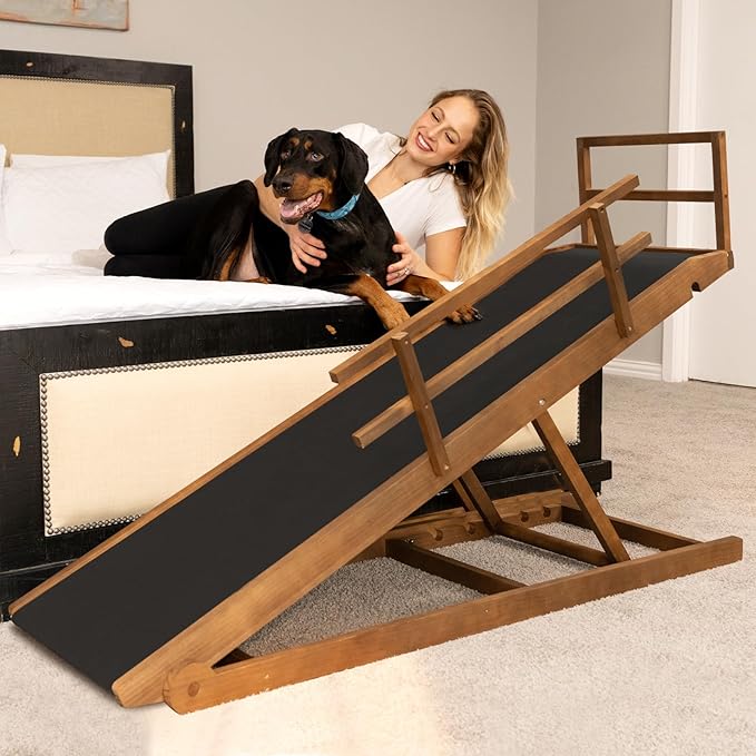 ABORON Dog Ramp,Adjustable Folding Pet Ramp for Bed,Couch,SUV - High Traction Portable Rubber Paw Ramps,Great for Small & Large Old Dogs & Cats, Supports up to 200 lbs,63''Long-PawvioPets