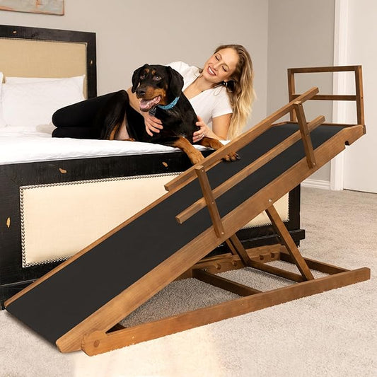 ABORON Dog Ramp,Adjustable Folding Pet Ramp for Bed,Couch,SUV - High Traction Portable Rubber Paw Ramps,Great for Small & Large Old Dogs & Cats, Supports up to 200 lbs,63''Long-PawvioPets