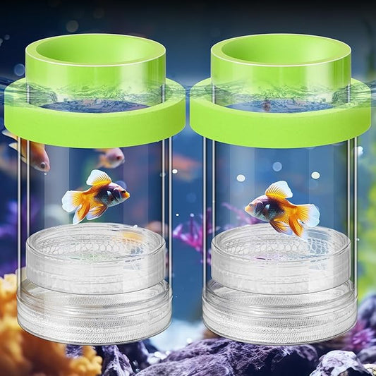 2 Pcs Breeder Box for Fish Tank Aquarium Breeder Separation Net Breeding Box with Suction Cup for Small Fish Shrimp Clownfish Guppy(Green,M)-PawvioPets