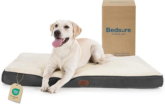 Bedsure Dog Beds Large Sized Dog - Orthopedic Flat Pet Beds with Removable Washable Cover, Egg Crate Foam Puppy Mat, Suitable for Pet Up to 65 lbs-PawvioPets