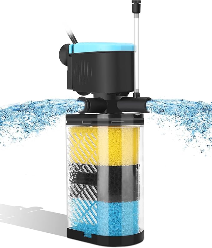 AquaMiracle Aquarium Filter 3-Stage in-Tank Filter Internal Fish Tank Filter Turtle Filter for 70-100 Gallon Fish Tanks with Dual Water Outlet & Aeration-PawvioPets